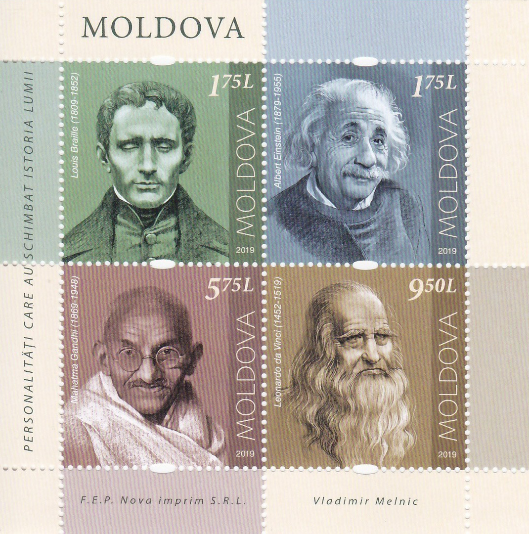 Moldova 2019 Gandhi 150th Birth Anniversary Issue With Other Famous Personalities MS