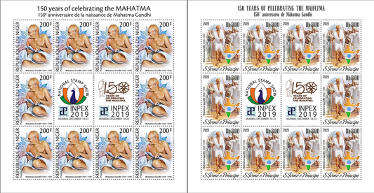 Central African Countries 2019 Gandhi 150th Birth Anniversary Special Issue Sheetlets (Set of 11 Sheetlets).