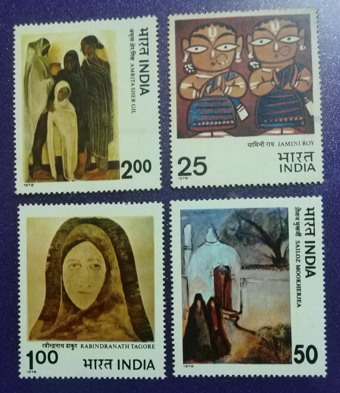 India-Modern paintings set of 4 MNH 1978