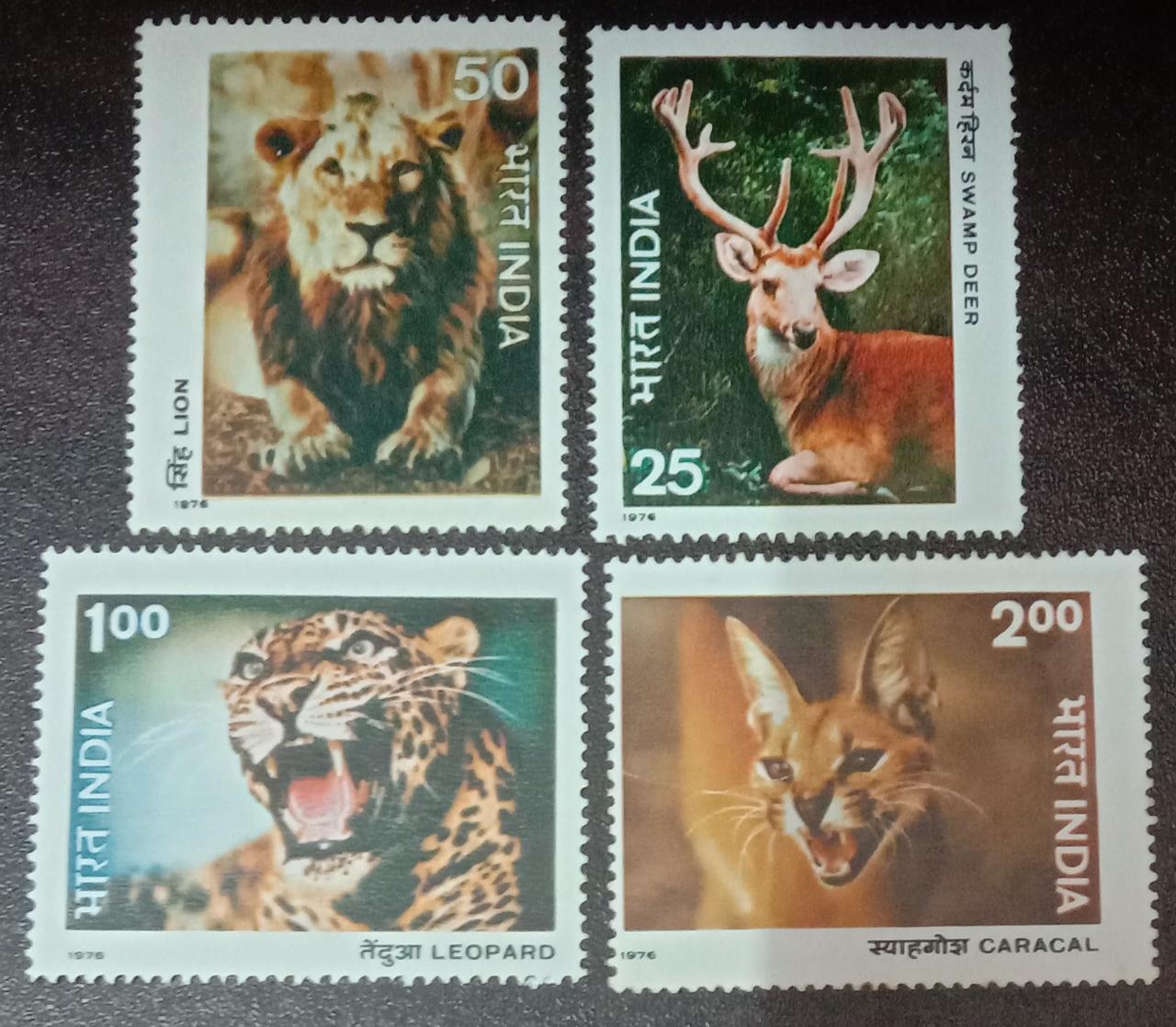 1976 Indian wildlife set of 4 MNH stamps.