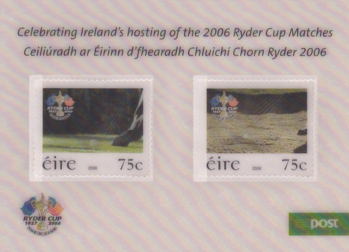 Ireland Ryder cup Lenticular (moving images) beautiful ms 2006