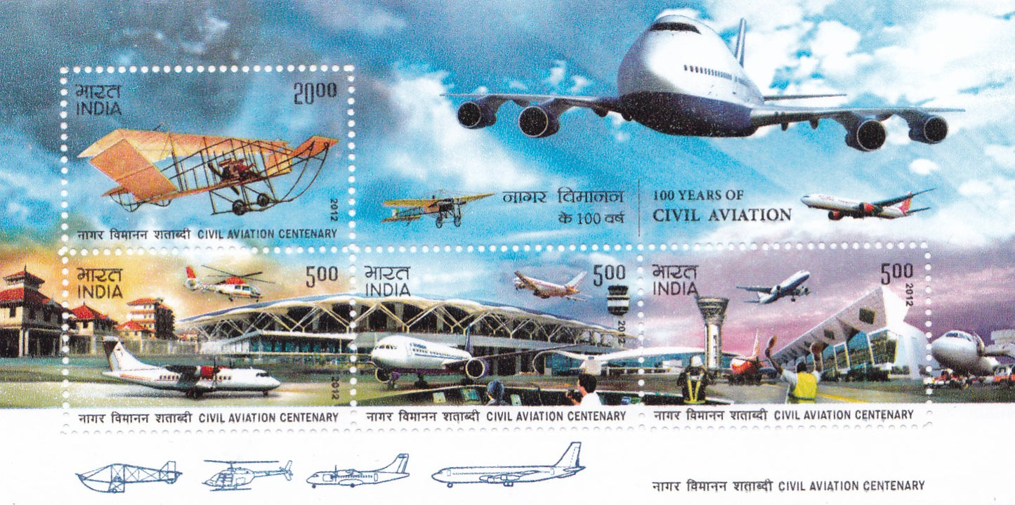 India-miniature sheet-Civil Aviation