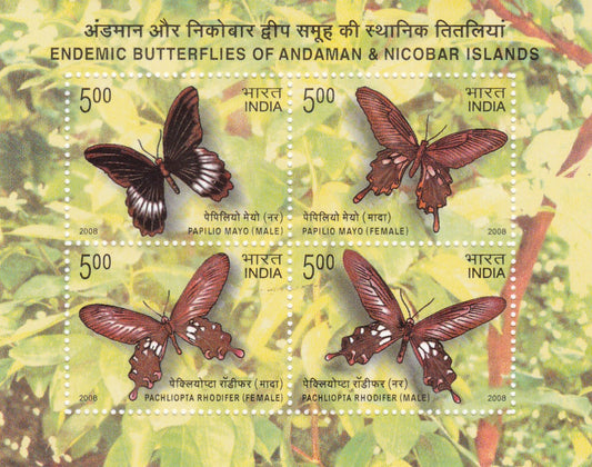 India-Miniature Sheet- Endemic Butterflies of Andaman & Nicobar Islands