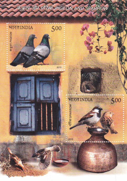 India Miniature Sheet-Pigeon and Sparrow