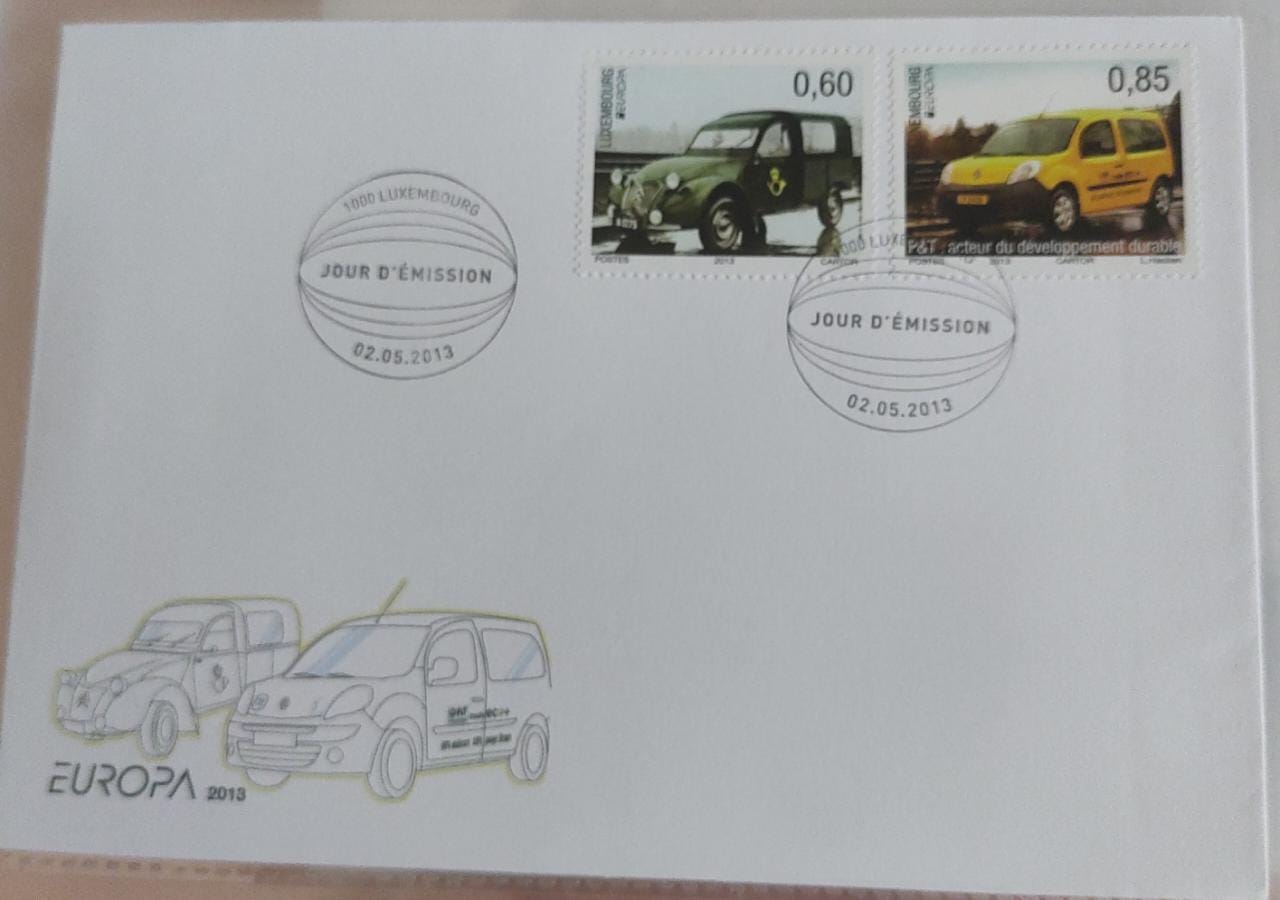 Luxembourg postal vehicles set FDC -2013.