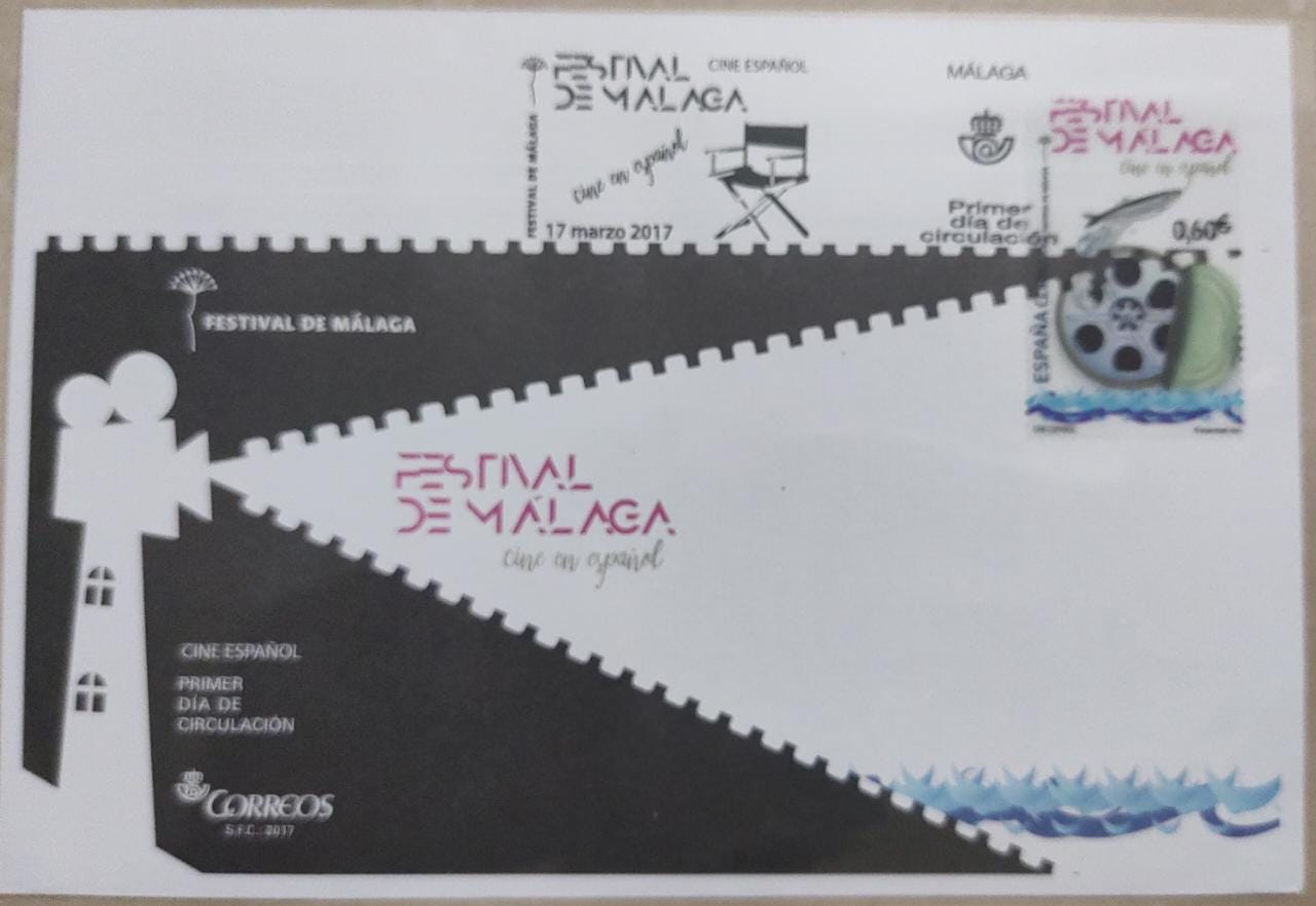 Spain transparent stamp. Cinema theme FDC .