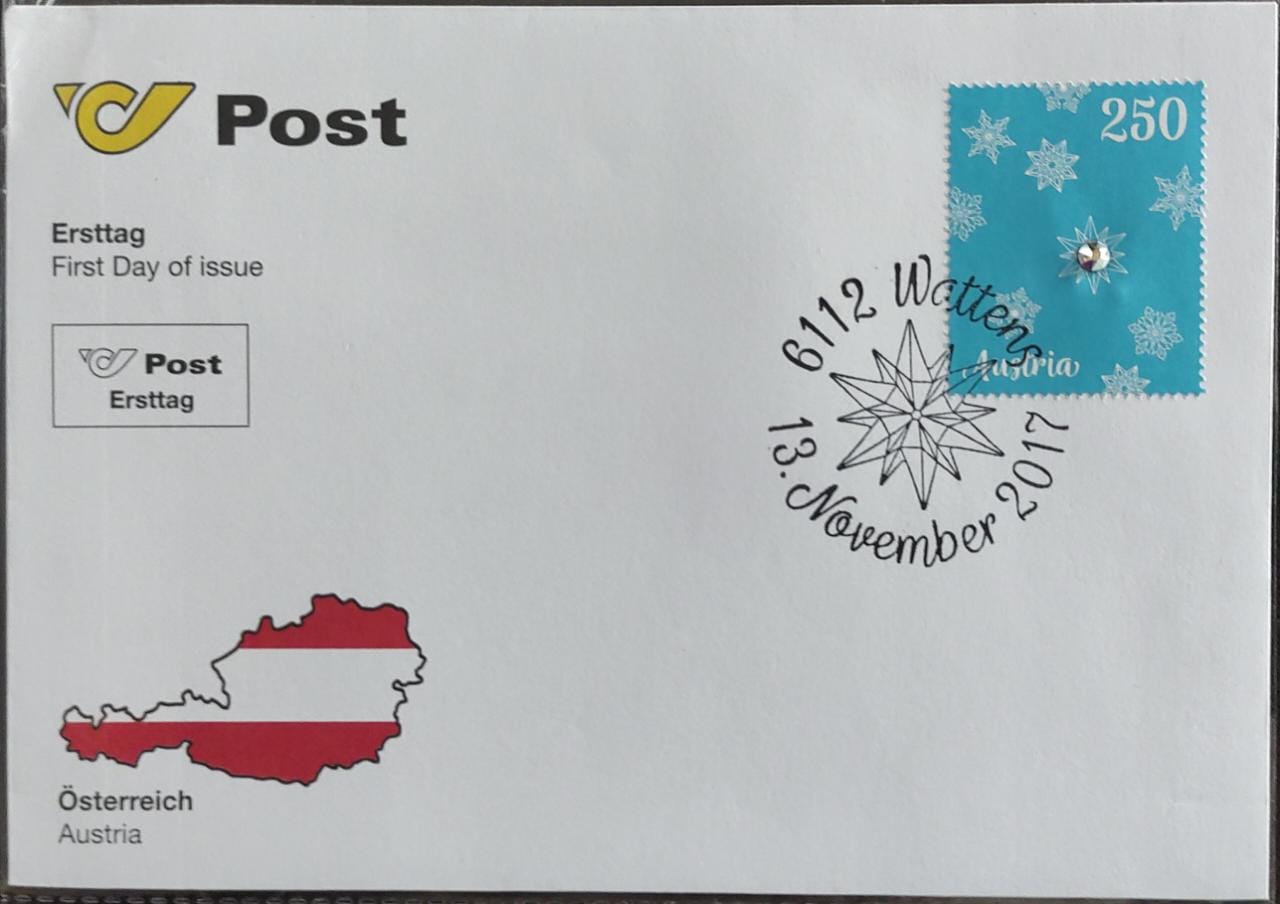 Austria 2017 stamp with shining bead affixed- FDC.