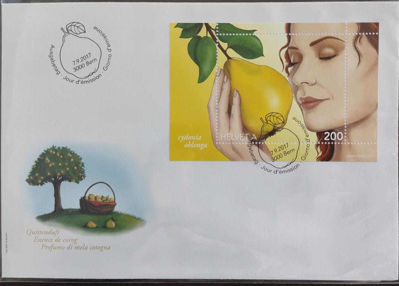 Switzerland 2017 Scented ms on Fruits  - Pears  Big sized FDC.