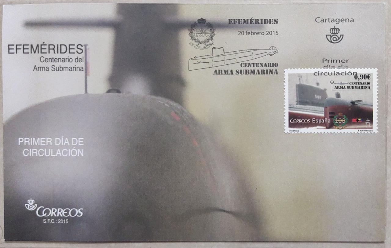 Spain 2015 normal stamp FDC on submarine.