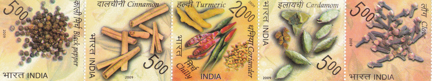 India-Se-tenants -Spices of India-2009
