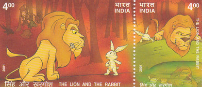 India-Se-tenants -Panchatantra Stories 4 Pairs-2001.