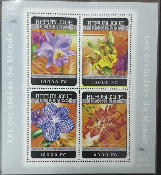 Guinee-2014 4V Orchid scented stamps.