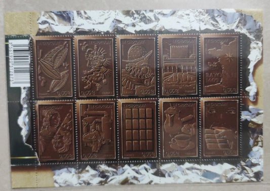 France 2009 chocolate 🍫🍫 scented sheetlet with all different stamps.
