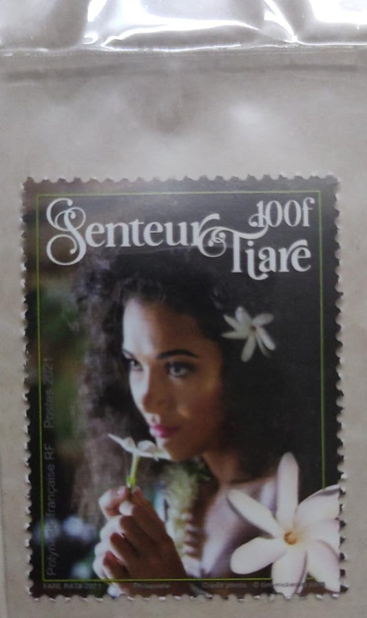 French Polynesia stamp with fragrance of Jasmine.