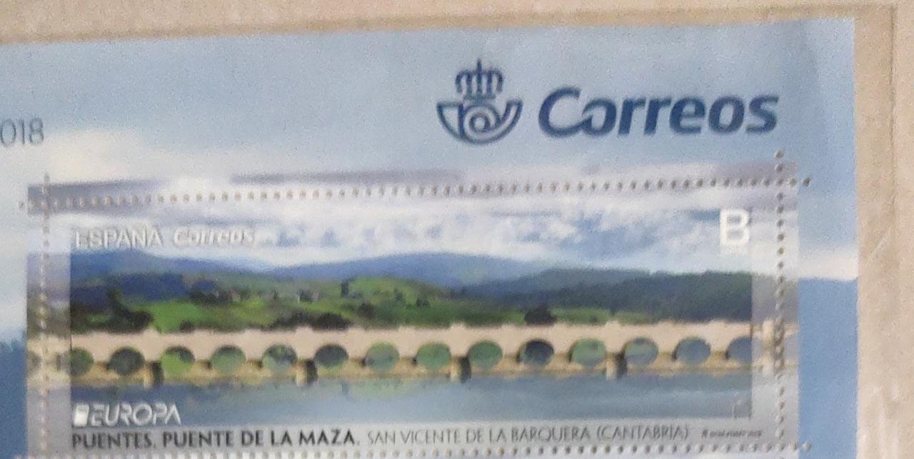Spain unique stamp.  With laser cut the cut matches with the bridge design.