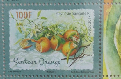 French Polynesia stamp issued in 2017.   With scent of Oranges  🍊🍊.
