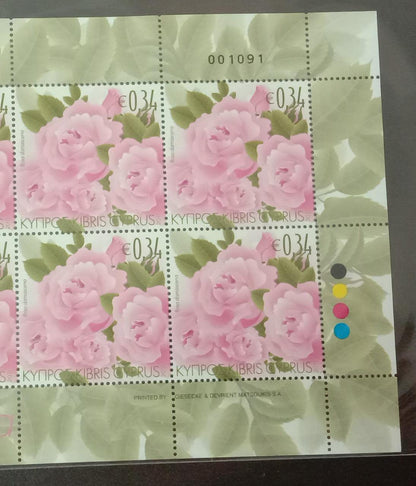 Cyprus 2011 Pink Rose scented stamps.