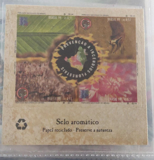 Brazil 1999 ms with scent of burnt wood.