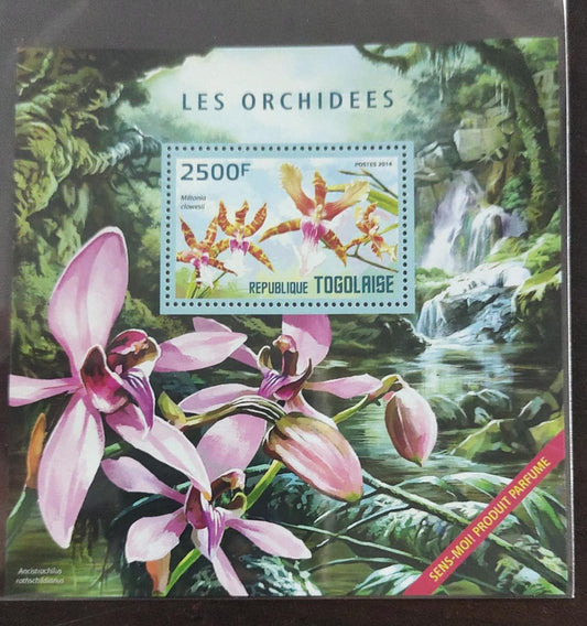 Togolaise 1v stamps Ms with perfume of orchids. Issued in 2014.