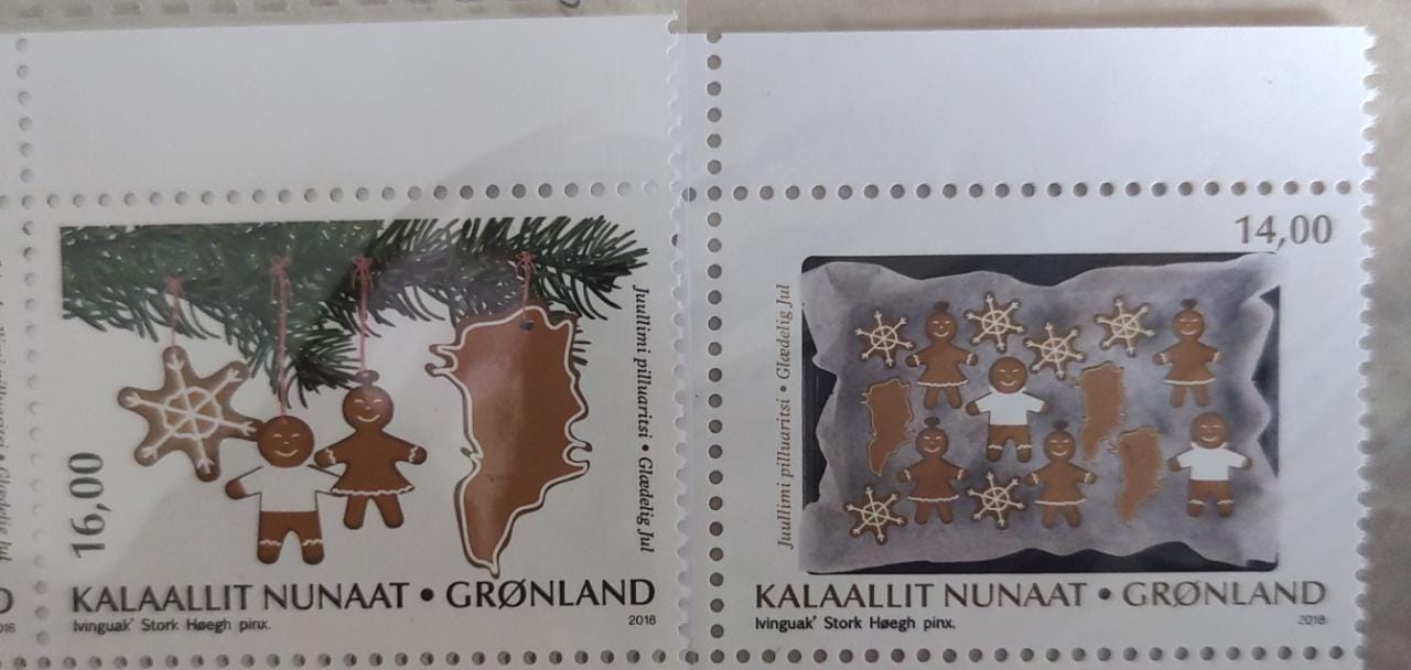 Greenland 2018 Christmas stamps pair with scent of mint and cinnamon.