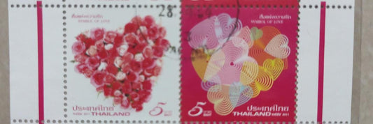 Thailand roses scented heart pair.  Cancelled pair.
