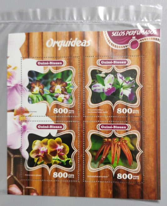 Guinea Bissau orchid scented MS issued in 2014.