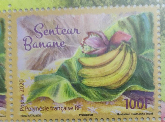 French Polynesia 2020 single stamp with fragrance of 🍌 Bananas.