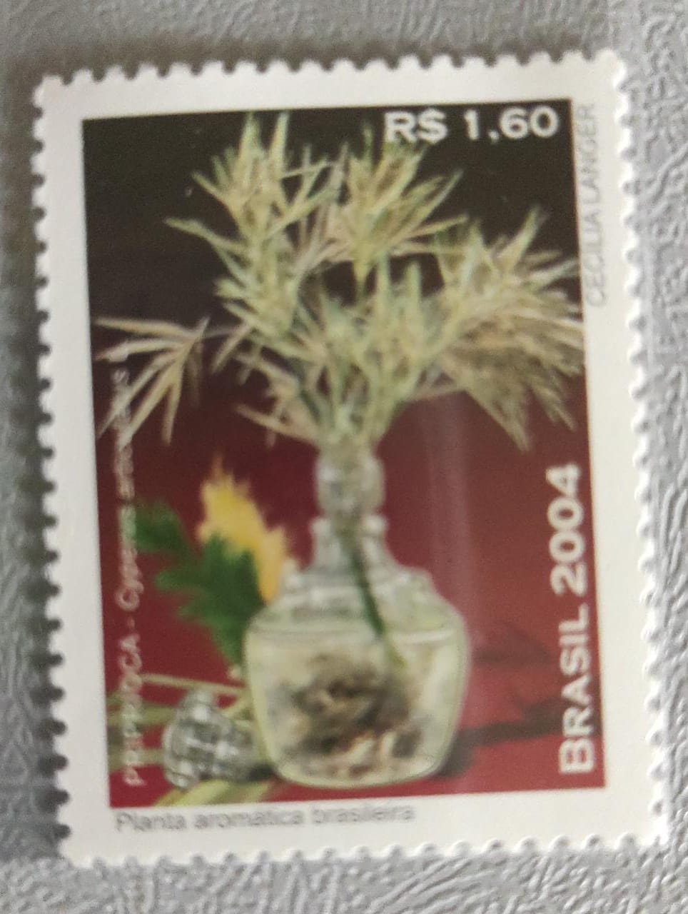 Brazil stamp issued in 2004 With fragrance of priprioca.