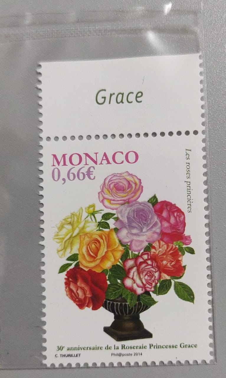 Monaco 2014 stamp with fragrance of Roses 🌹.