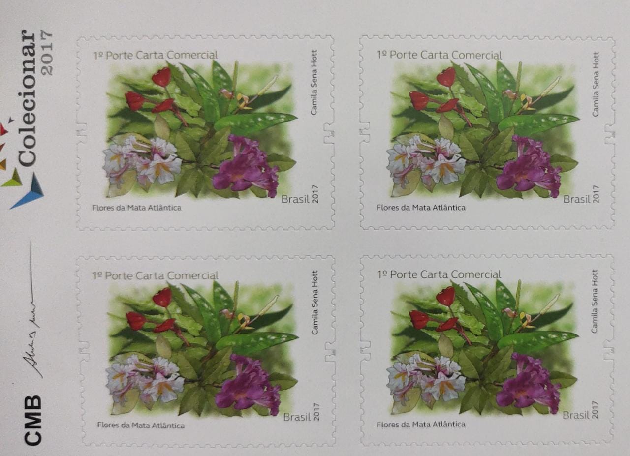 Brazil 2017 flowers scented self adhesive stamps.