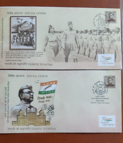 5 special covers released from Delhi Po,  commemorating 125th birth anniversary of Netaji.