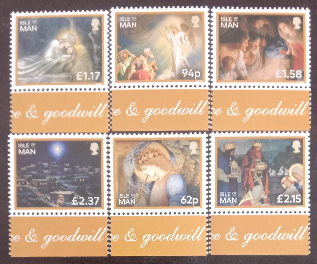 Isle of man set of 6 stamps on Christmas.