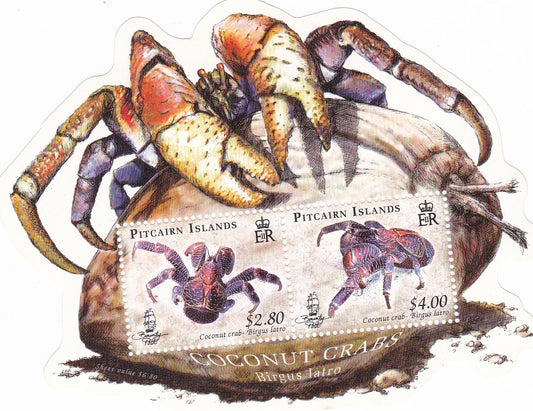 Pitcairn islands odd shaped miniature sheet on coconut crabs.