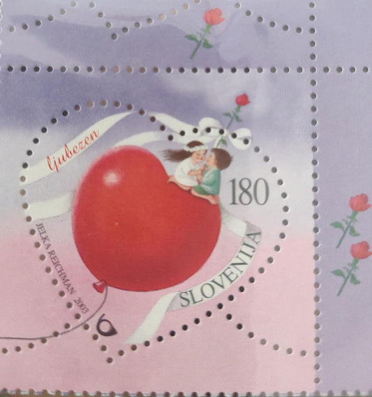 Slovenia  heart shaped stamps on Valentine's day.