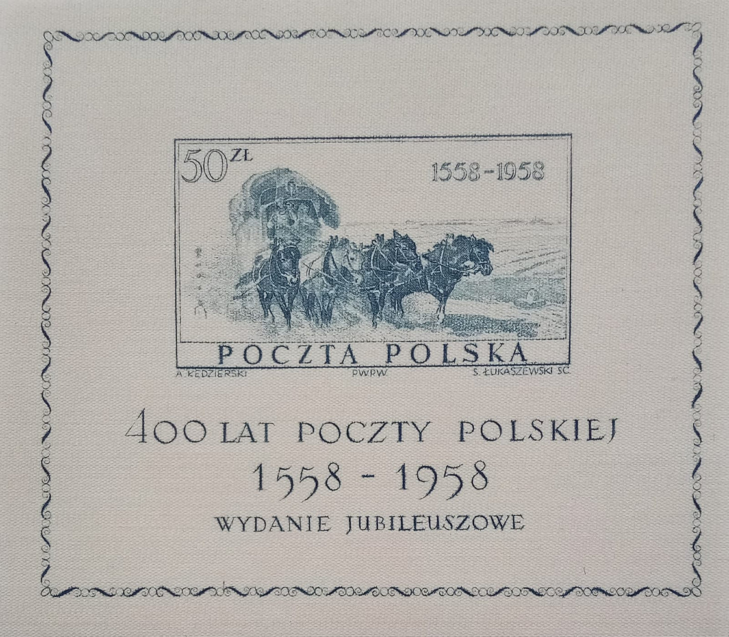 World's first silk stamp issued from Poland in 1958