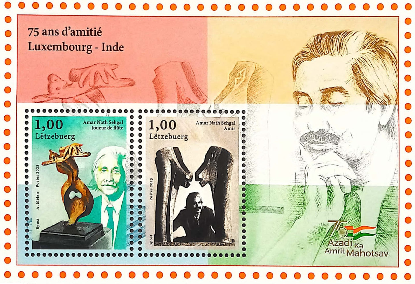 2023 Luxembourg - 75 years of friendship between Luxembourg and India, with artist Amar Nath Sehgal as subject -