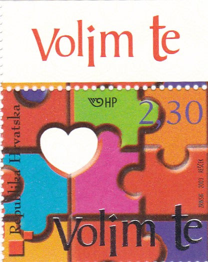 Croatia Valentine's Day special- Stamp with silver foil.
