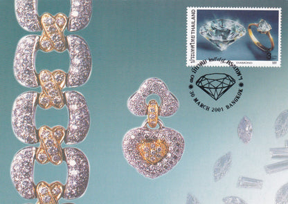 Thailand Beautiful Diamond , Pearl,Green sapphire,blue sapphire precious stones ms stamps