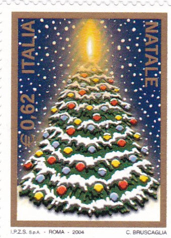 Italy  Christmas tree embossed stamp