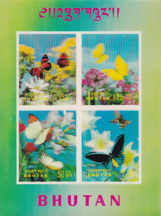 Bhutan-Lenticular ms on butterflies-unusual