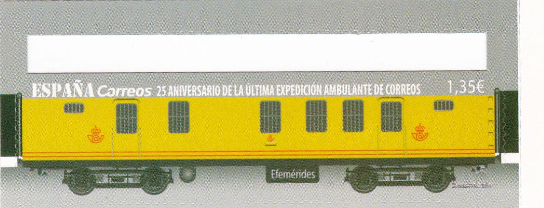 Spain-Unusual stamp on trains-printing on both sides