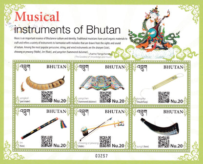 Bhutan Musical Instruments- Sheetlet + Ms with QR Code- Scan and listen to the musical instruments-Unusual