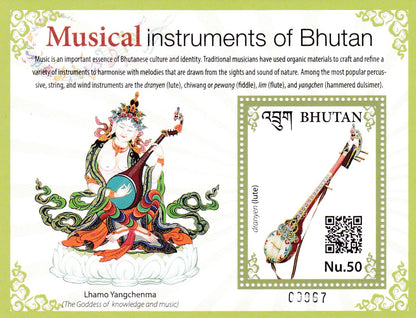 Bhutan Musical Instruments- Sheetlet + Ms with QR Code- Scan and listen to the musical instruments-Unusual