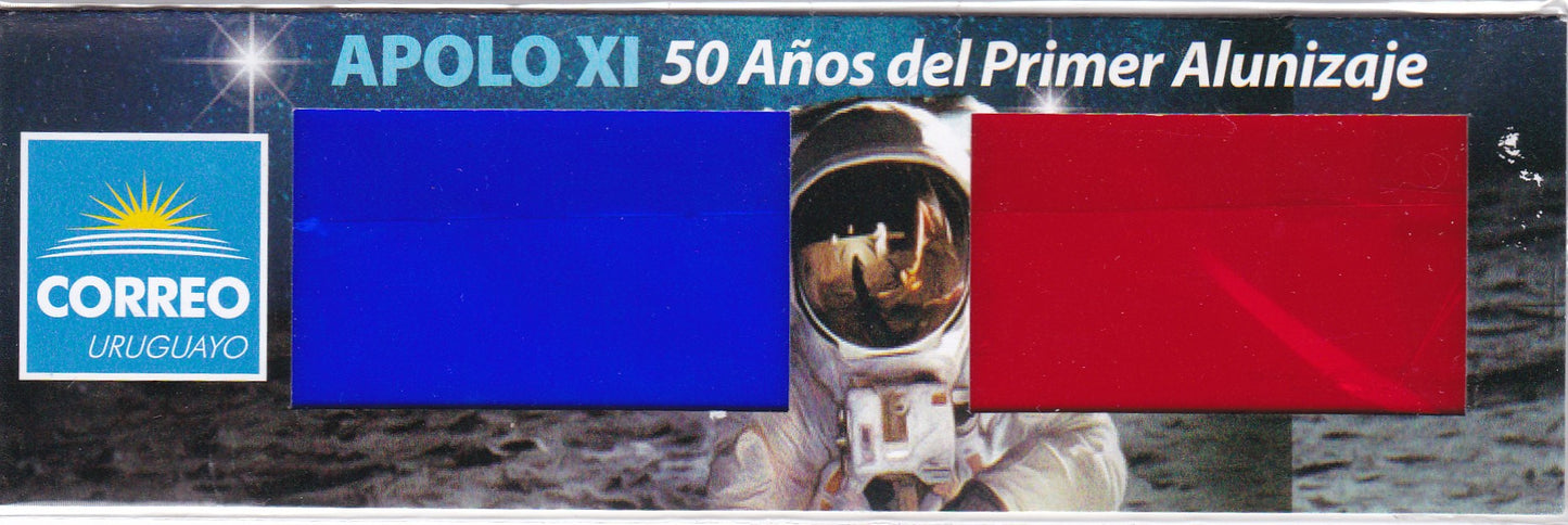 Uruguay-50 Years of Moon landing -3D MS with Red -Blue 3D specs free