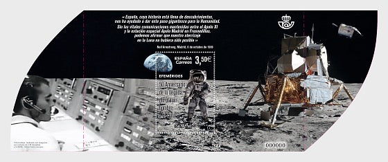 Spain- Unusual stamp (fold able  MS) on 50 Years of Moon landing-Metallic finish.