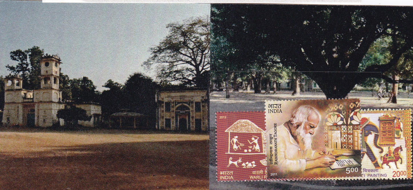 रवीन्द्रनाथ टैगोर पर 2 सुगंधित पुस्तिकाओं और 1 पोस्ट कार्ड का भारतीय सेट