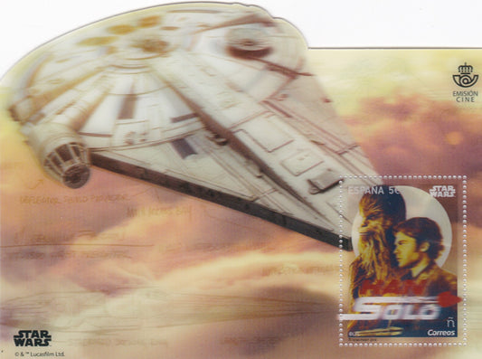 SPAIN 2018 CINEMA STAR WARS HAN SOLO 3D LENTICULAR MS -UNUSUAL STAMPS