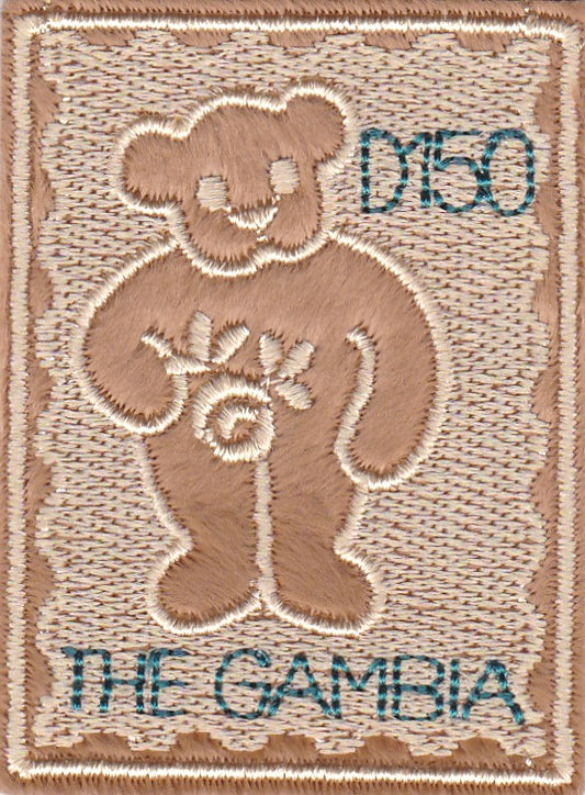 Gambia-Unusual Embroidery stamp -Beautiful Teddy Bear. #valentinesday