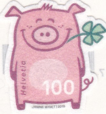 Switzerland Velvet Flock Stamps- Pig.
