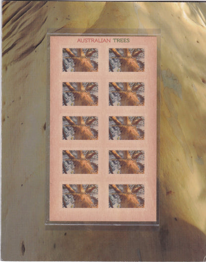 Australia-Unusual wood stamp sheet with normal sheet in special folder.